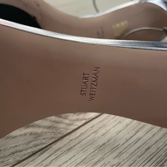 New Stuart Weitzman Cylinder Sandal Ice Blue Specchio Leather Size 9 - Picture 6 of 6